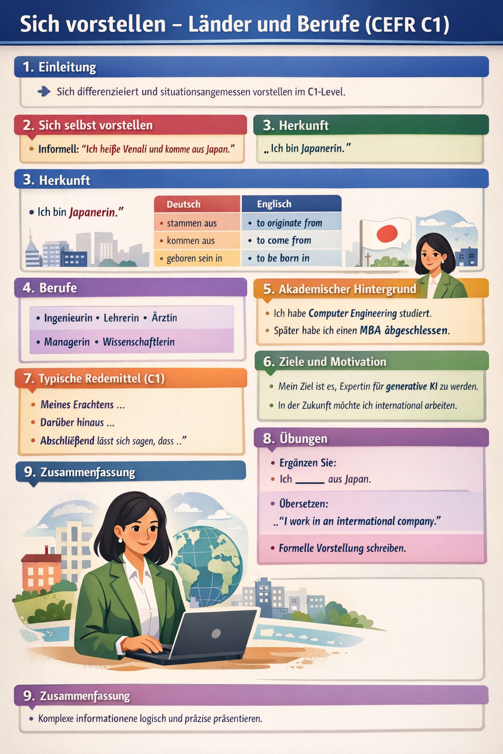 Sich vorstellen – Länder und Berufe (CEFR C1)
